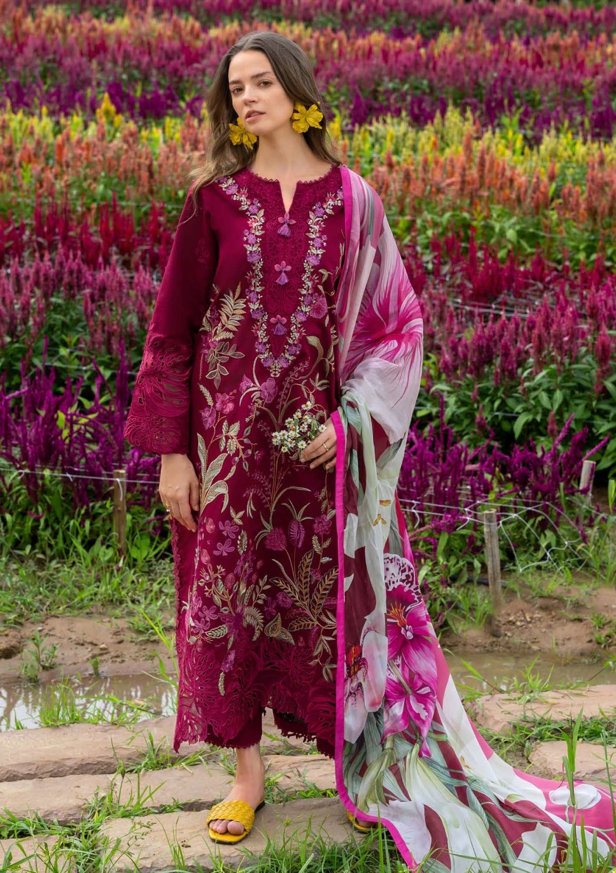 Mushq Hemline 4B-Aurora Petals | Unstitched 3Pc