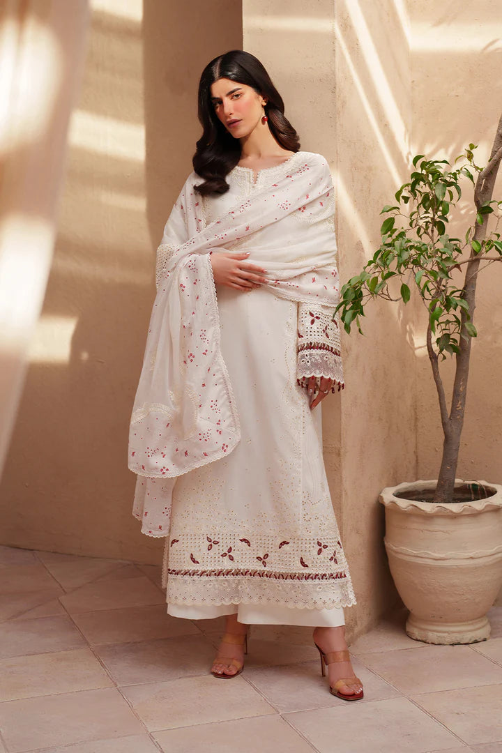 White | EL-06 Embroidered Lawn | Iznik Eid Lawn