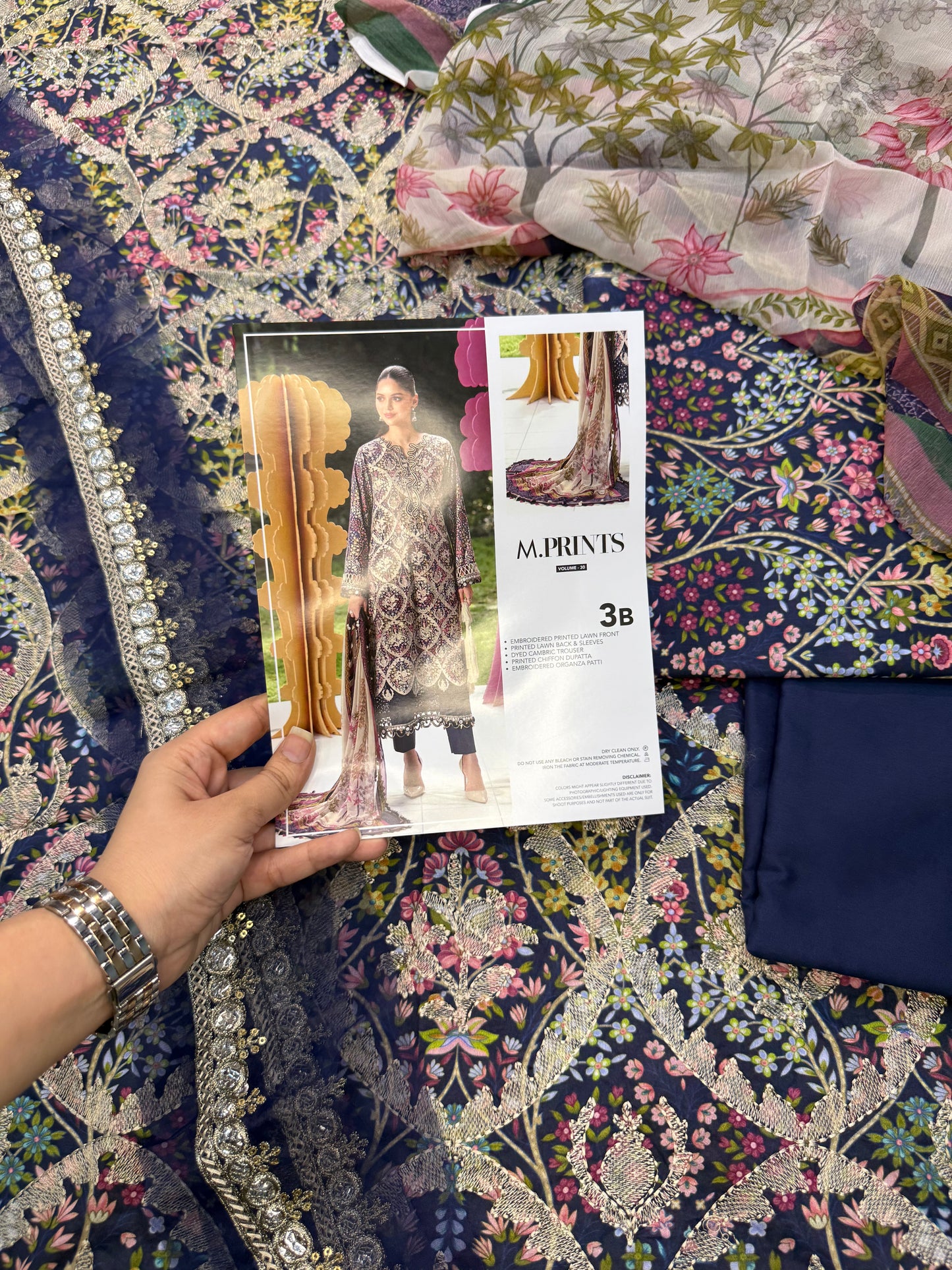 MPT-3003-B | M.Prints 3pc Unstitched Lawn | Maria B.