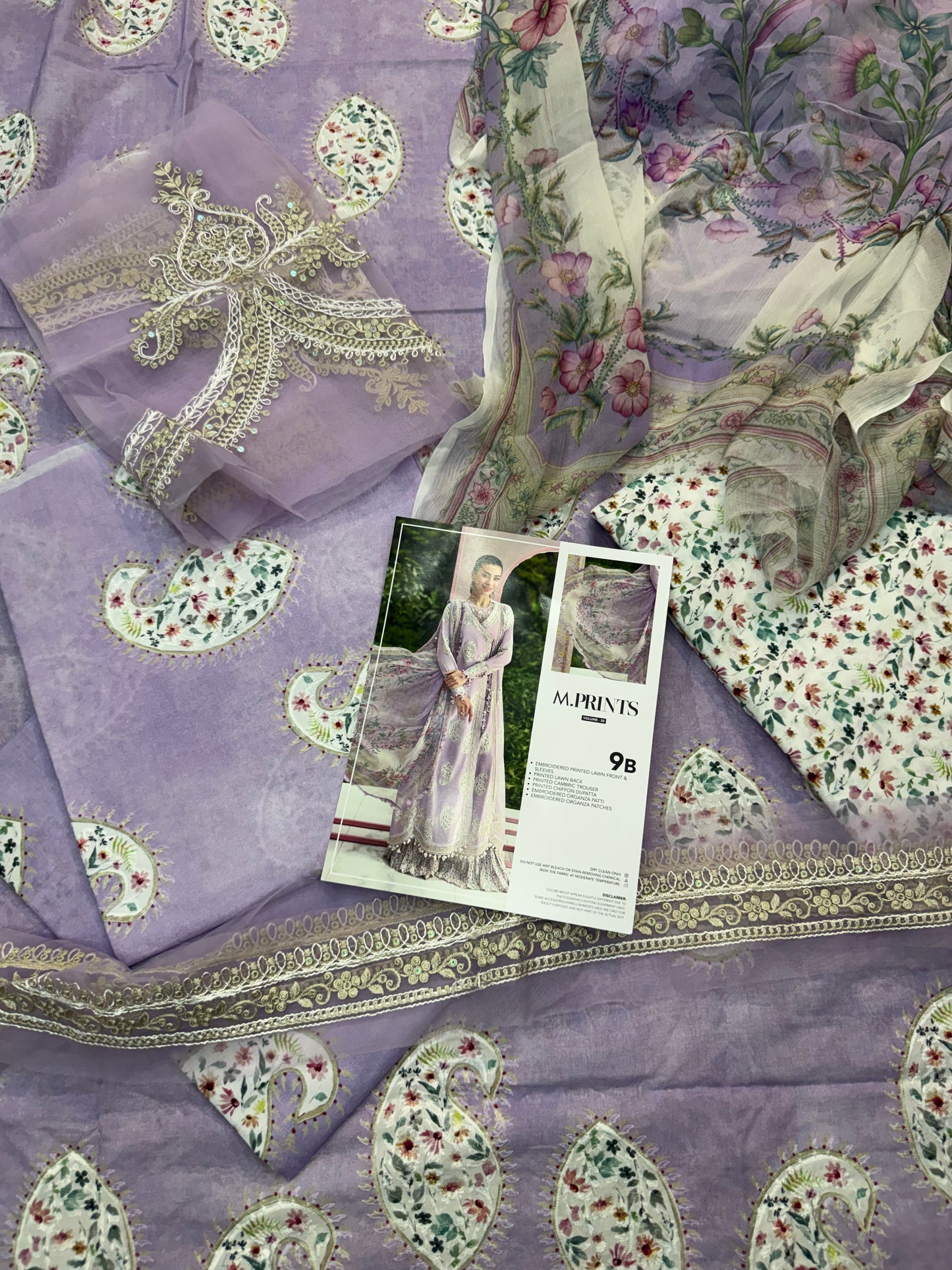 MPT-3009-B | M.Prints 3pc Unstitched Lawn | Maria B.