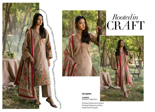 Gul Ahmed SP-62074 3 Piece Printed Pashmina Suit