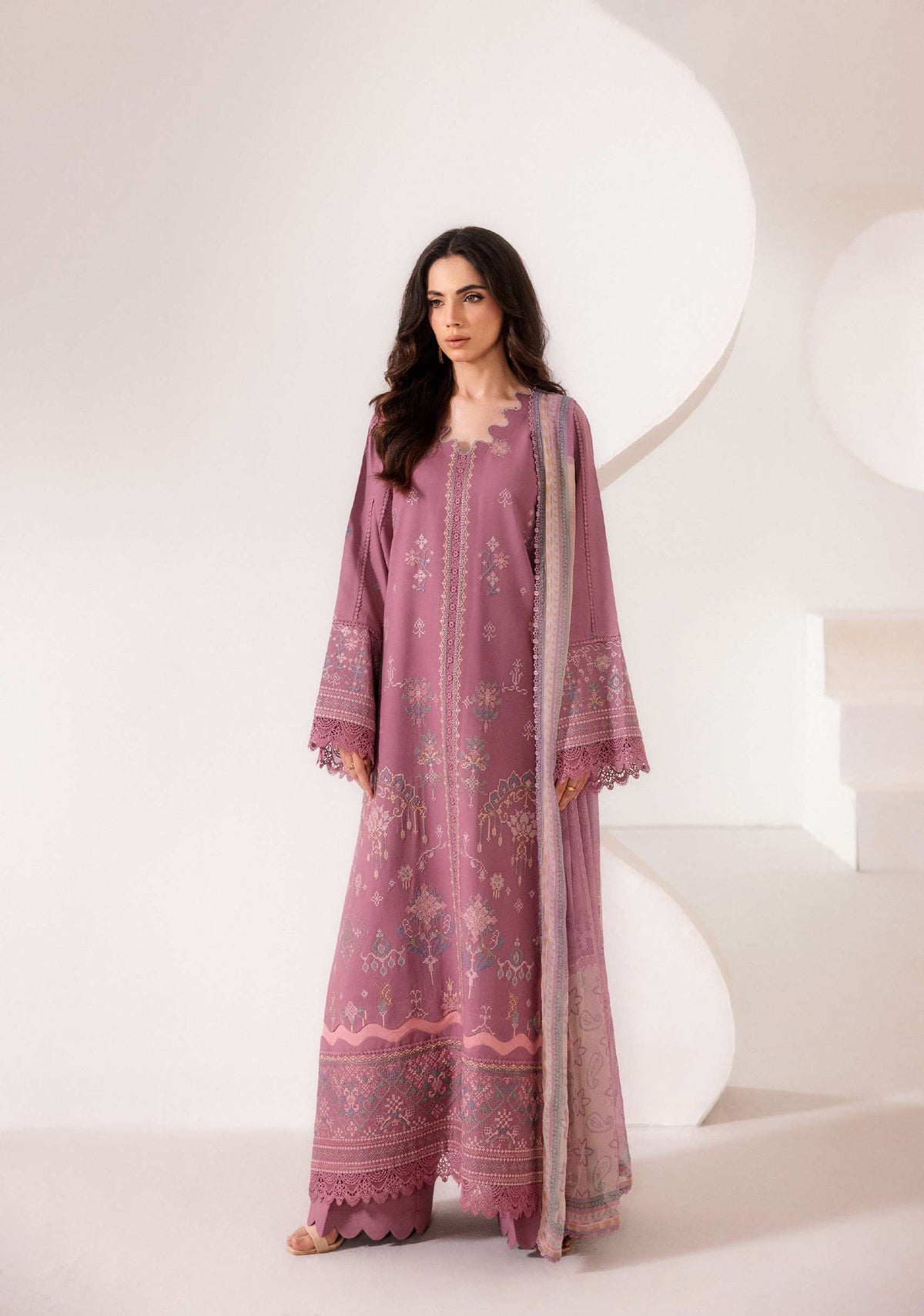5B - Zync by Florent Intermix |Mauve Embroidered Suit