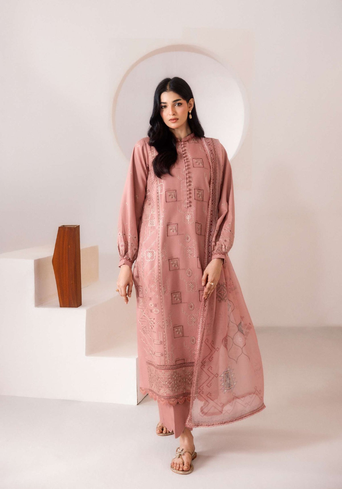 7A - Zync by Florent Intermix | Dusty Peach Embroidered Suit