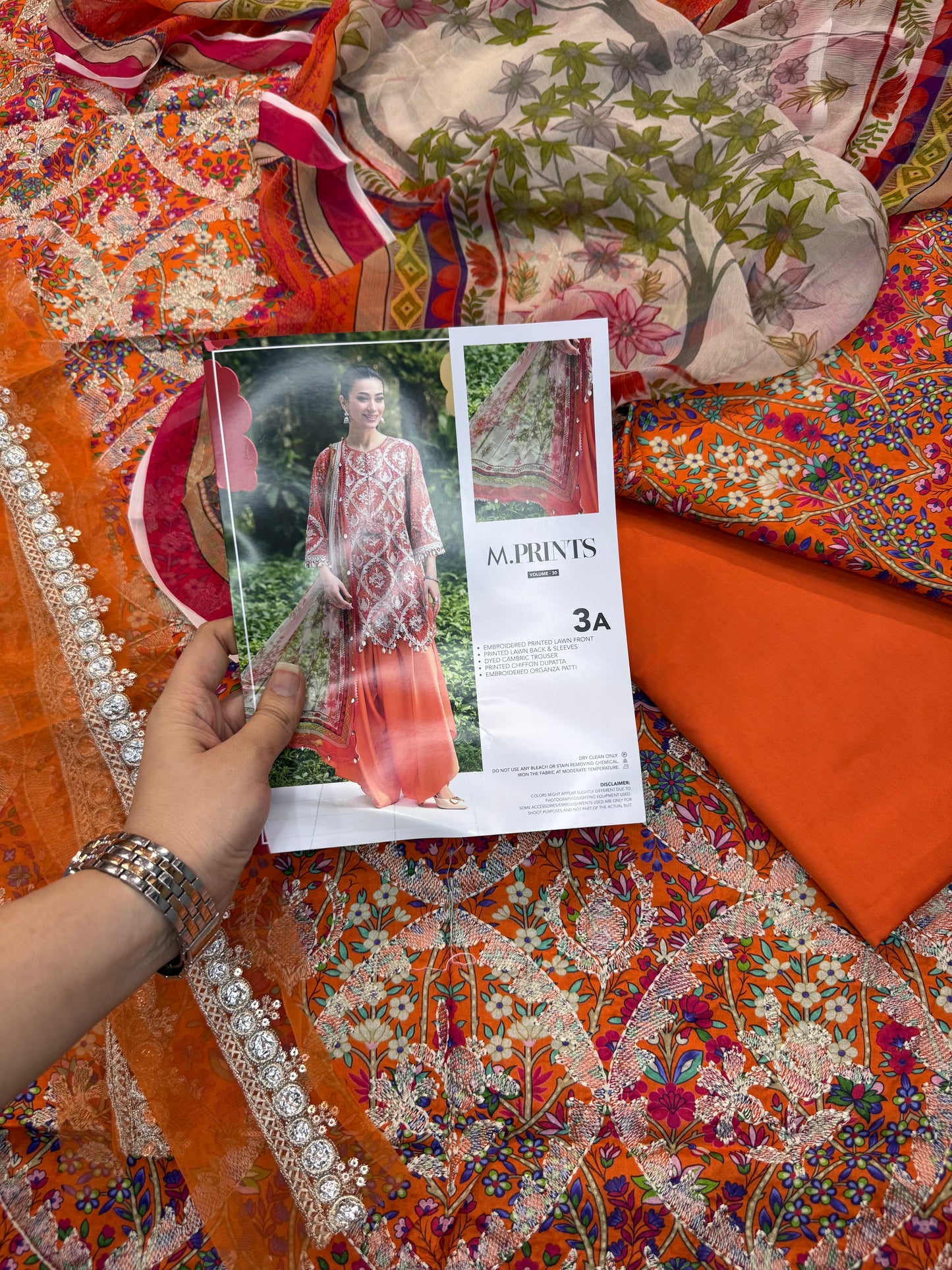 MPT-3003-A | M.Prints 3pc Unstitched Lawn | Maria B.