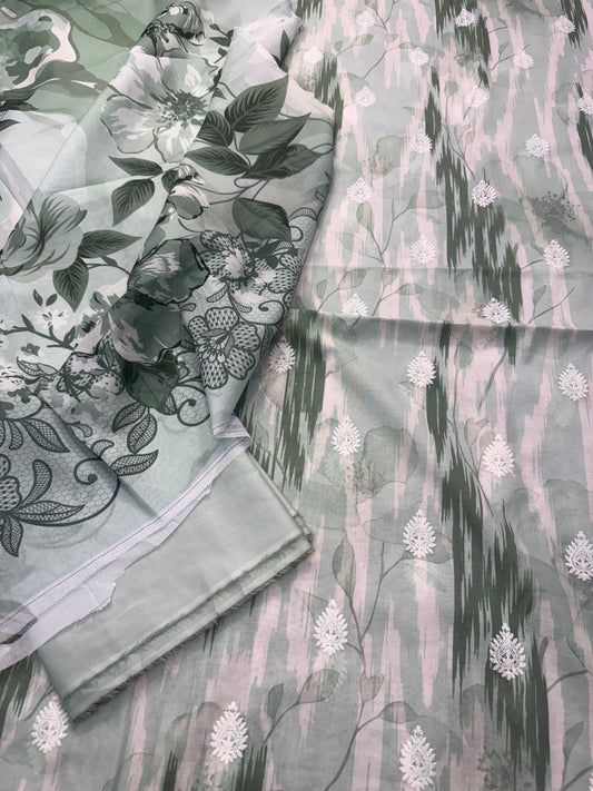 Mint Whisper | Unstitched 3-Piece Summer Lawn | IKAT Blossom