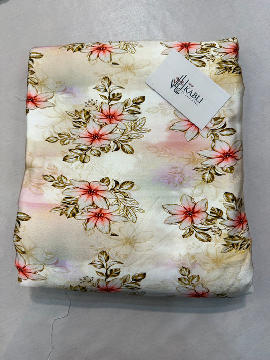 Kundan Silk Marina S4 Ivory Floral 3-Piece Allover Suit with Wool Shawl