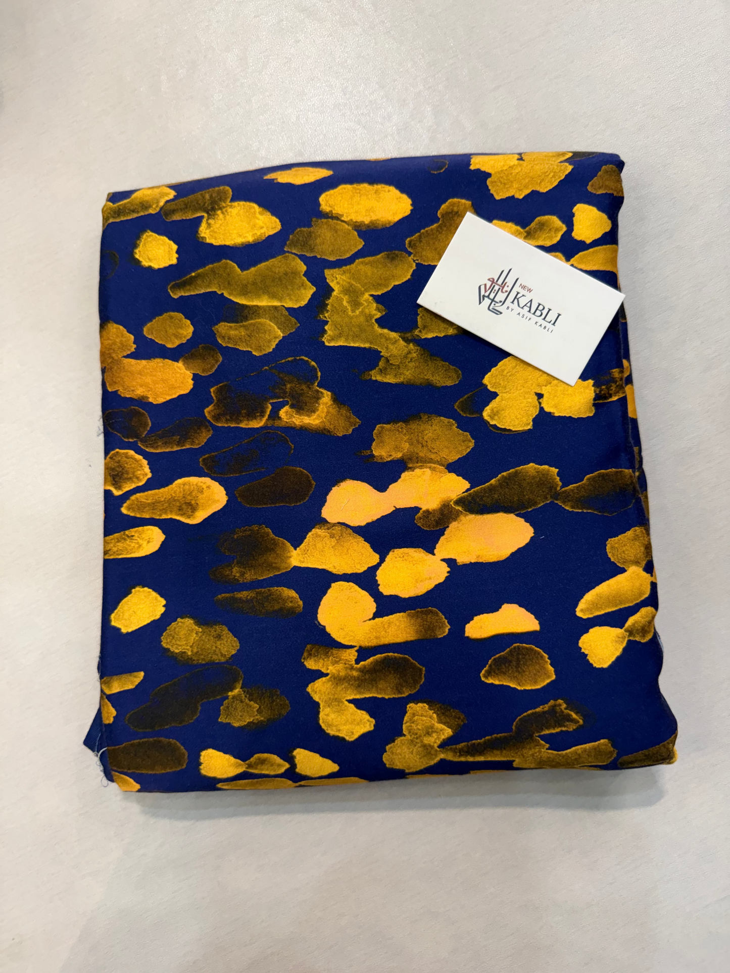 Kundan Silk Marina 2A Royal Blue 3-Piece Allover Suit with Wool Shawl