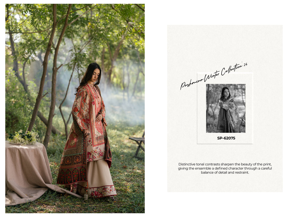 Gul Ahmed SP-62075 3 Piece Printed Pashmina Suit